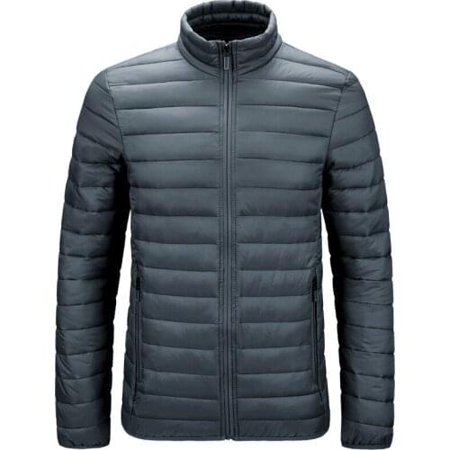 Fashion Ultra Light Down Parkas Jacket Mens Korean Streetwear Feather Coats Stand Collar Warm Men Clothes