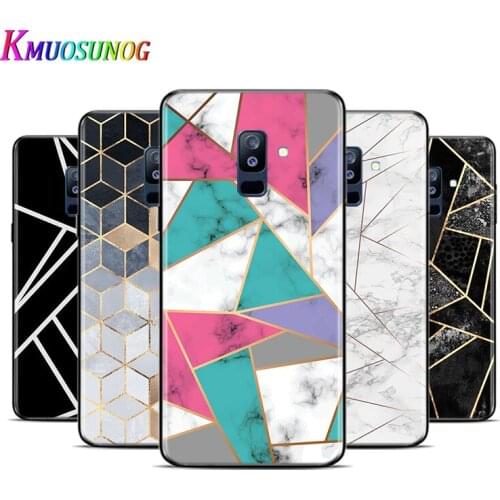 Marble Geometric For Samsung Galaxy A9 A8 Star A8S A7 A6 A6S A5 A3 Plus 2018 2017 2016 A750 Black Phone Case