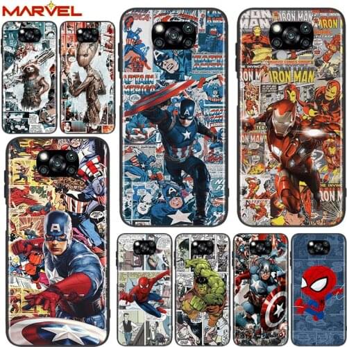 Spiderman captain america for Xiaomi Poco X3 NFC X2 M3 M2 F2 F3 Pro C3 F1 A2 Lite Mix3 Play Silicone Soft Black Phone Case