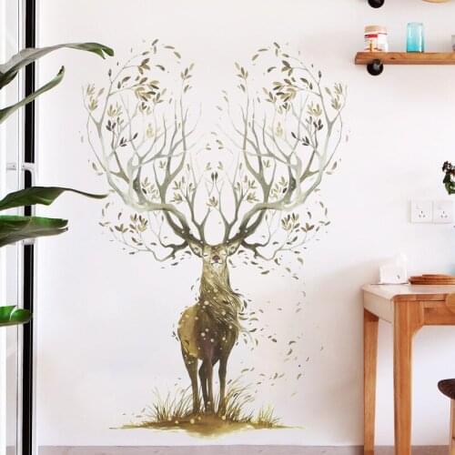 92*135cm Deer Wall Stickers Modern Bedroom Home Decoration Aesthetic Boy Girl Teenager Room Decor Self Adhesive Poster Art Mural