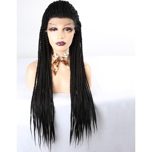 Amir Braided wig Long Box Braids Wigs Black Hair Synthetic Lace Front Wigs for Women High Temperature Fiber Cosplay Party Hair