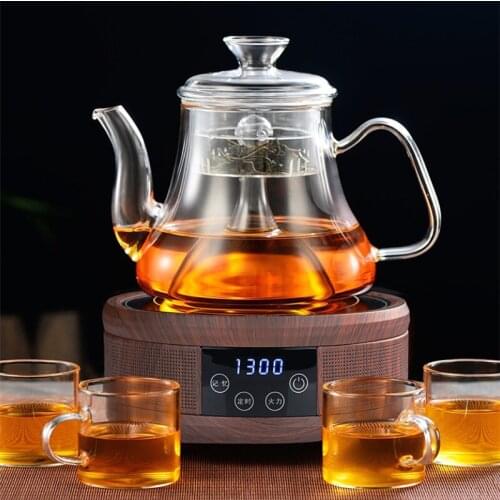 Transparent Glass Steaming Teapot Tea Set Large Capacity Household Kettle Suitable for Stove Heat Resistant Tea Pot Teaware