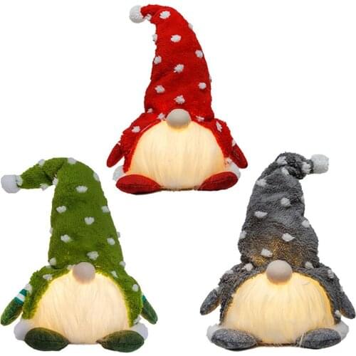 Christmas Ornaments Large illuminated Santa Gnome Doll Plush Norway Nisse Dwarf Faceless Doll Rudolph Decoration for home