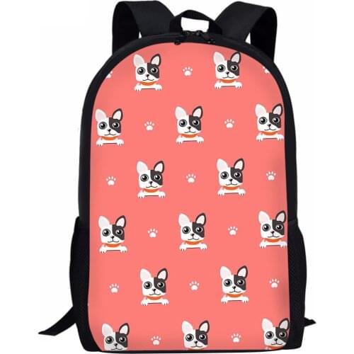 Cute Cartoon Boston Terrier Printing School Backpack Bags for Boys Girls Student Daily Children Bookbag Mochila Infantil