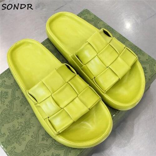 New 2021 Weave Summer Slippers Woman Fashion Braid Flat Slippers Ladies Gladiator Sandals Summer Casual Beach Design Shoes Woman