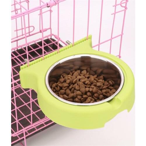 Dog Hang On Bowl Pet Crate Cage Food Water Bowl Stainless Steel Cat Feeder Durable Puppy Drinking Water Feeding Food Dishes
