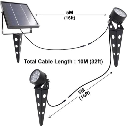 Solar Light Outdoors Wall LED Twin Solar Power Lights Waterproof 5m Landscape Garden Decoration Spotlight Night Emergency Lamps