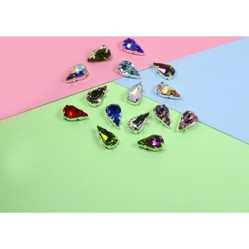 Drop shape Glass Crystal rhinestones strass sew on rhinestone applique flatback cristal stone for clothes needlework 8x13mm