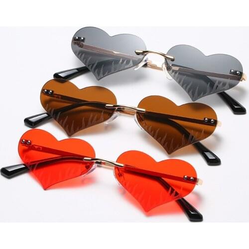 TEENYOUN 2020 Frameless heart rimless ocean lens Sunglasses Women luxury Brand dance Sun Glasses Eyewears Shades Oculos De Sol