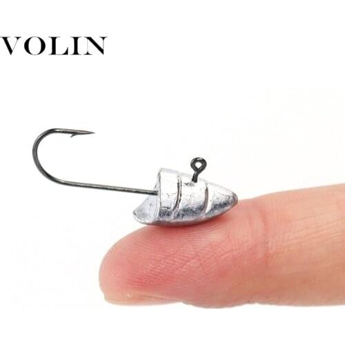 VOLIN NEW 5pcs Fishing Hooks 2g/3g/4g/5g Lead Jig Head Fishing Hook Soft Bait Wom Lead Hook Fishing Tackle Hooks