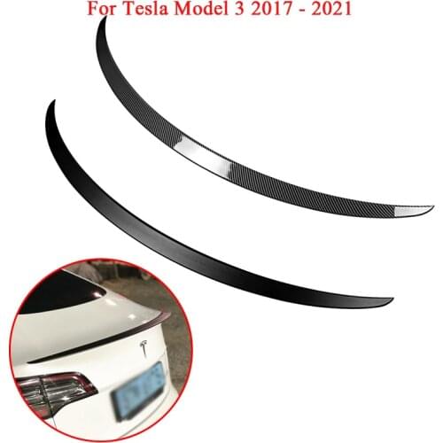Rear Trunk Spoiler For Tesla Model 3 2017 2018 2019 2020 2021 Car Rear Trunk Lip Carbon Fiber Glossy Black ABS Wing Spoiler
