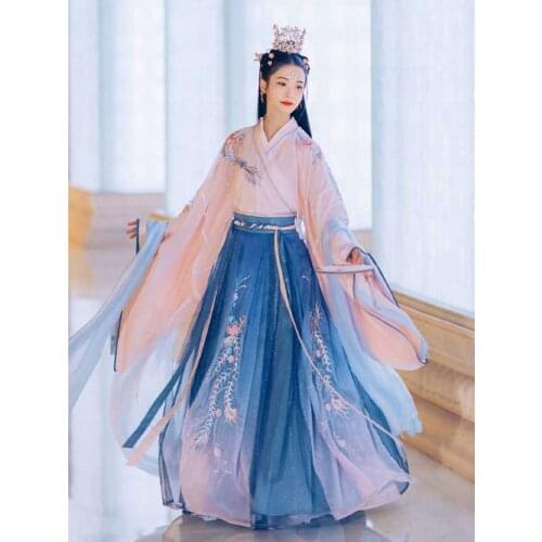 Large Size XL Women Hanfu Chinese Ancient Tradition Wedding Dress Fantasia Women Carnival Costume Outfit For Lady Plus Size