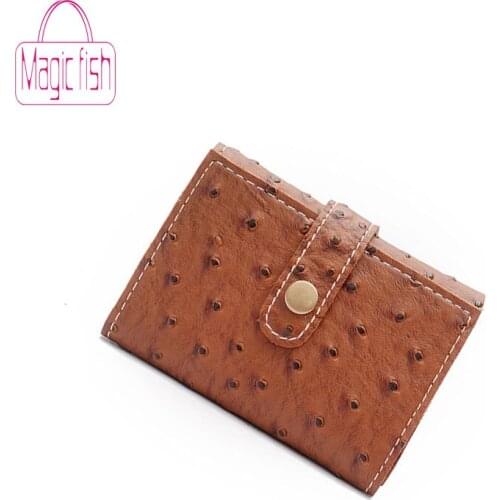 Magic Fish Women Wallet Ostrich Pattern Hasp Fold Wallet Short Paragraph Large Capacity Short Wallet Card Package Fashion Casual