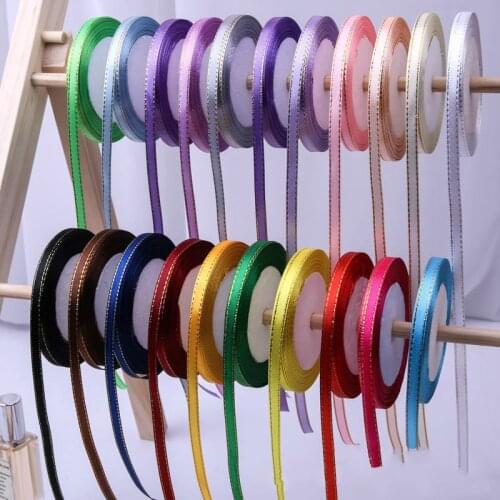 0.6cm Golden Ribbon Silk Bow Grosgrain Christmas Jacquard Wedding Gift Box Decoration Craft Supplies Home Decoration