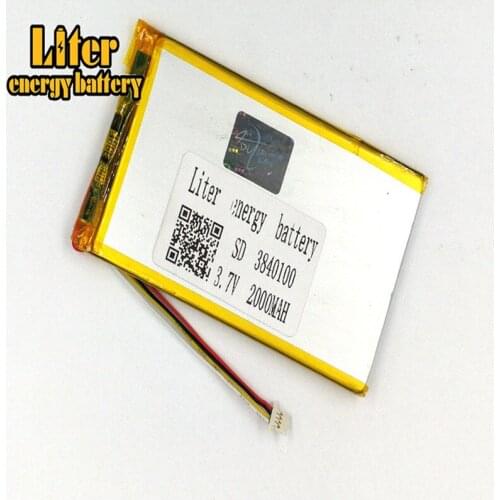 1.0MM 4pin connector 3840100 3.7V 2000mah Lithium Polymer Battery for Medical beauty equipment, tablet pc 7 inch MP4 MP5