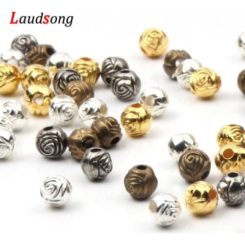 100pcs 6 8mm Flower Rose Elegant Loose Spacer Round Seed Beads For Jewelry Making Necklace Beadwork Diy Accessories