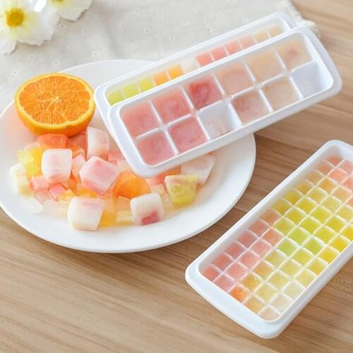 12/48/60 Grids Ice Cube Tray Plastic Ice Cube Maker Sphere Mold for Cocktail Juice Whiskey Ice Cube TrayWith Lid Kitchen Tool