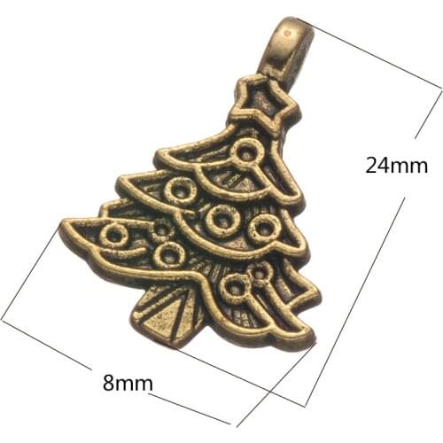20PCS Factory Direct Antique Silver Plated Christmas Tree Charms Pendants For Jewelry Making DIY Handmade Craft