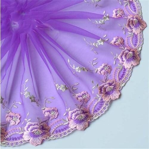20Yards Pink Purple Lace Trim Ribbon Vintage Style Edging Trimmings Fabric Embroidery Polyester Fabric DIY Crafts