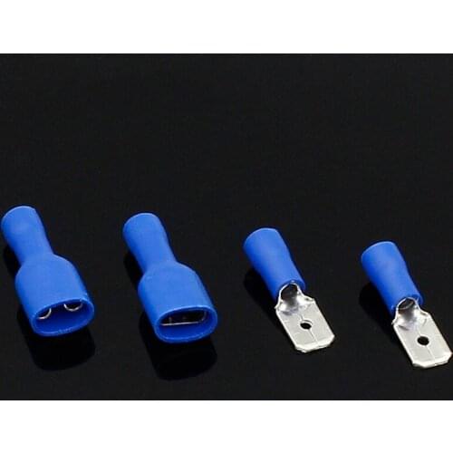 6.3mm blue Female/Male Spade Insulated Electrical Crimp Terminal Connectors