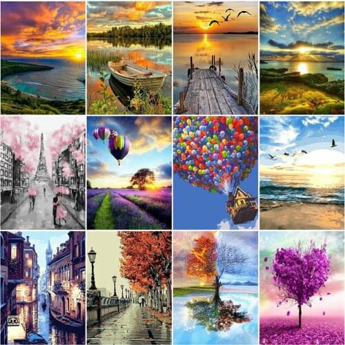 AZQSD Picture By Number DIY Frame Scenery Handpainted Oil Painting Gifts Paint By Numbers Adults Landscape Kits Modern Wall Art