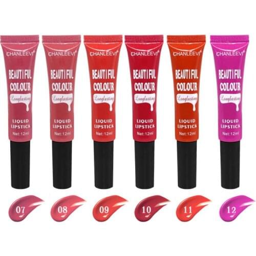 CHANLEEVI 12 Color Liquid Lip Glaze Matte Velvet Lip Gloss Liquid Lipstick Waterproof Non-stick Cup Lip Glaze Long Lasting TSLM2