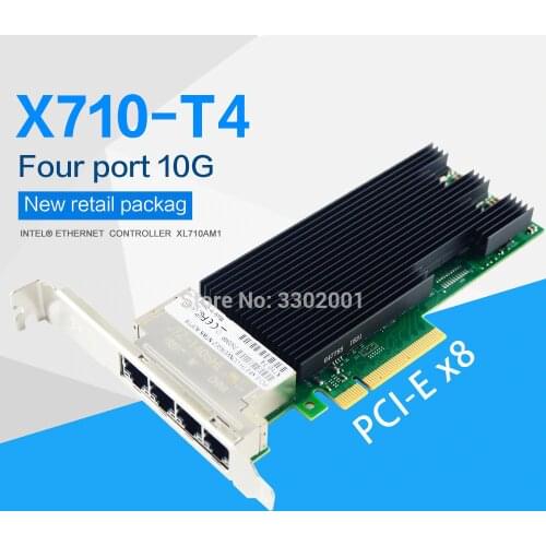 Intel XL710AM1 chip 10Gb Nic Ethernet Network card Quad port PCI-Express Lan Card Network Adapter X710-T4 Compatible