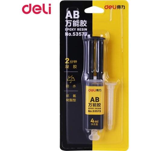 Deli quality 2minutes curing super liquid AB glue for home office supply glass metal rubber strong adhesive waterproof glue 4ml