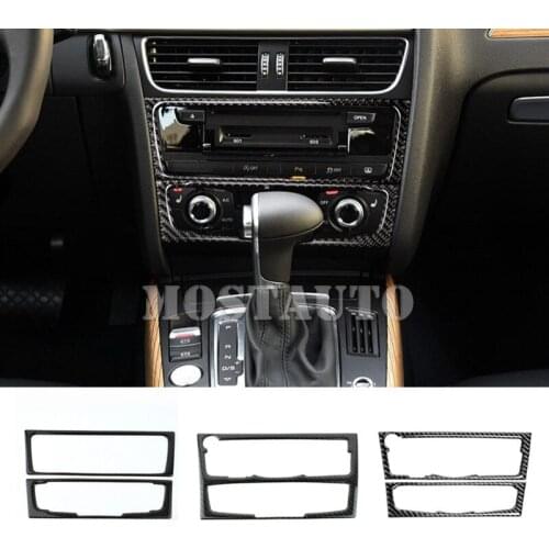 For Audi A4 S4 Carbon Fiber Console CD & AC Panel Trim Cover 2008-2015 Car Accessories Interior Car Decor Car Trim