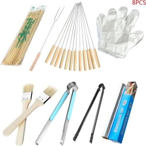 BBQ Tools Stainless Steel Barbecue Utensil Grilled Fork Clip Brush Gloves Outdoor Picnic Camping