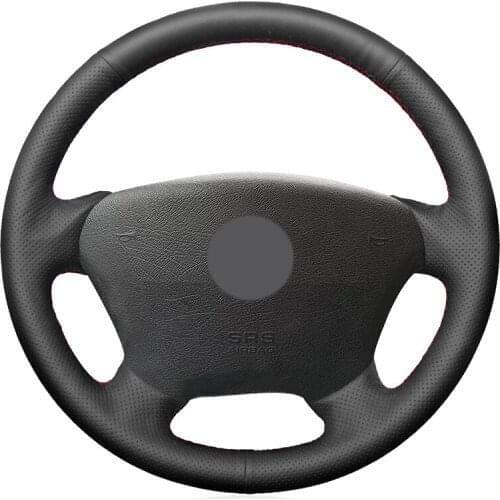 Hand-stitched Black PU Faux Leather Car Steering Wheel Cover for Mercedes-Benz W163 M-Class ML230 270 320 350 430 500 1997