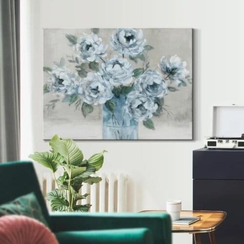Canvas Paintings Tender Roses Blue Flowers Cool Wall Art HD Print Poster Home Decor Modular Pictures For Bedroom No Framework