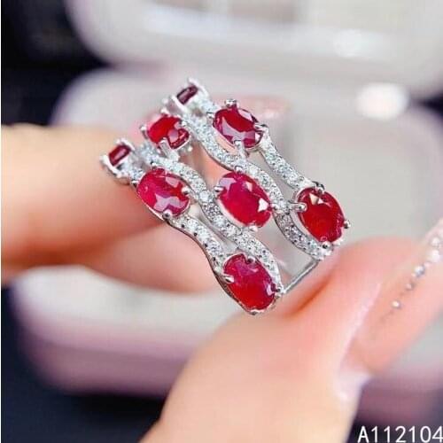 KJJEAXCMY fine jewelry 925 sterling silver inlaid natural ruby women exquisite noble Chinese style gem ring support detection