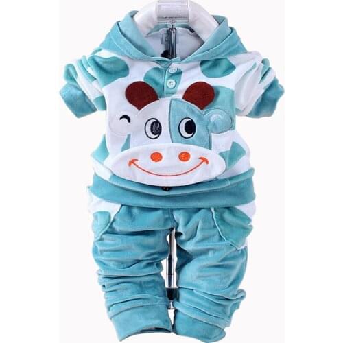 New Velvet Baby Boys Girls Children Clothing Sets Boys Cartoon Hoodies Pants Suits For Spring Baby Sets Costume Kids Clothing