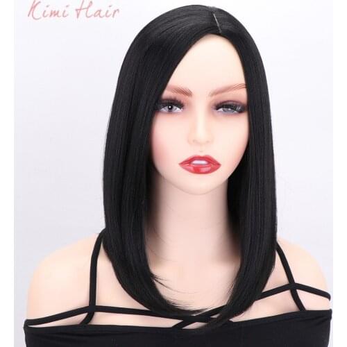 Kimi Hair Short Synthetic Bob Black Wigs Side Part Synthetic Wig for Black Women High Temperature Fiber Hair