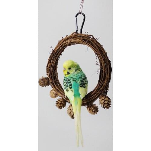 Legendog Round Parrot Swing Funny Rattan Bird Swing Toy Cockatiel Swing for Bird Cage Handmade Woven Bird Stand Hanging Toy