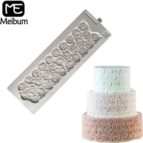 Meibum Rose Flower Cake Mold Wedding Birthday Party Sugar Craft Fondant Mould Gum Paste Pastry Decorating Pan Baking Tools