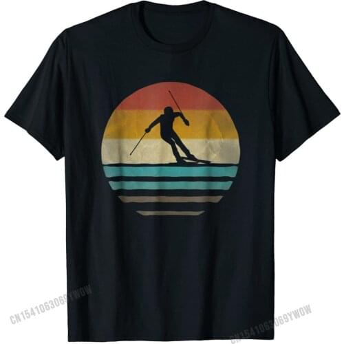 Skiing Ski Shirt Retro Vintage Silhouette Distressed Gift Cotton T Shirt for Men Personalized Tees On Sale Fitness Tight