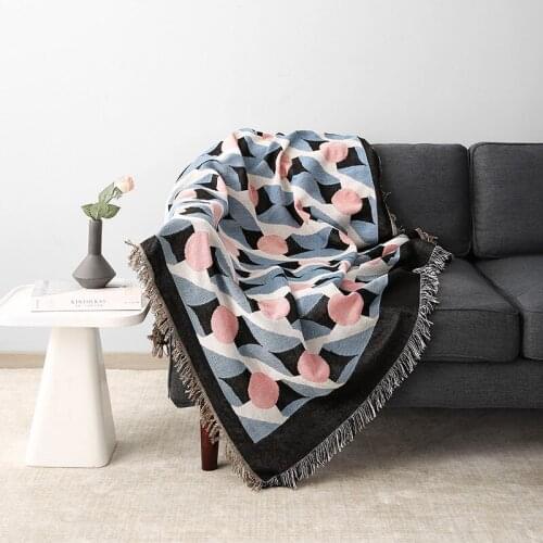 Sofa blanket, soft, warm, comfortable and lightweight decorative blanket with tassels, suitable for sofa, bed, sofa, travel