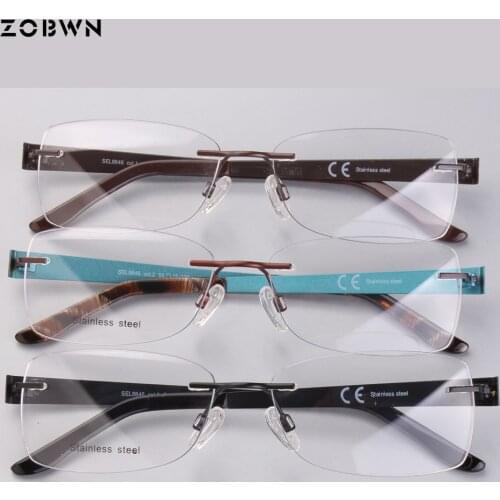 Wholesale promotion from manufacture Rimless man myopia reading Eye Glasses women Computer oculos de grau feminino prescription