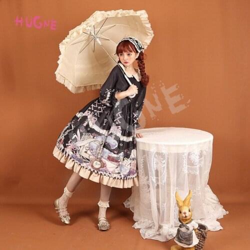 Hugne Sweet Printed Half Sleeve Lolita Dress Peter Pan Collar Party Dress