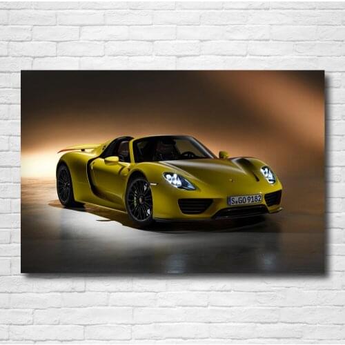 Porsches 918 Spyder cars supercars yellow Wallpaper Print Paintings Canvas Wall Art Poster for Living Room Decor