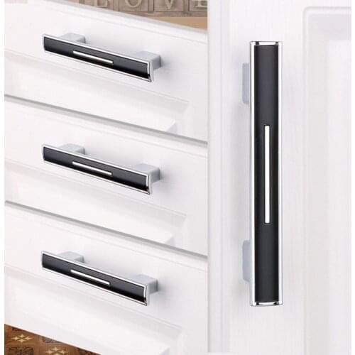 160mm 256mm modern simplefashion kitchen cabinet wardrobe door handles silver black drawer dresser cupboard knob pull 5" chrome