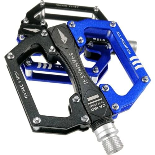 SHANMASHI ENZO Flat Foot Mountain BMX Bike Pedals Ultralight MTB Aluminum Anti-Slip 408g Blue Bicycle Pedals Bicycle Parts