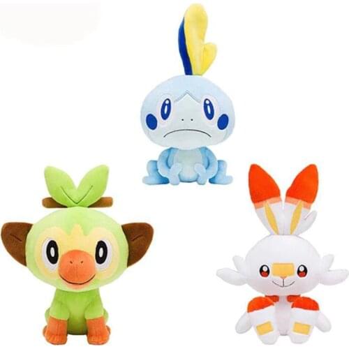 20 CM 30 CM Sword Shield Gosanke Sobble Grookey Scorbunny Plush Toys Monkey Rabbit Cartoon Game Dolls For kids Children Gift