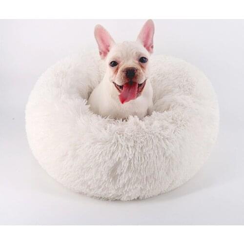 Luxury Round Dog Bed Warm Deep Sleep Donut Pet Beds for Cat Small Medium Large Dogs Long-Pile Fur Puppy Mat Soft Round Dog House