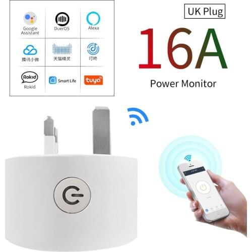 CBE Popsocket UK WiFi 16A Plug New WiFi Smart Plug Power Monitor Tuya Smart Life APP Work with Alexa Google Home Voice Control
