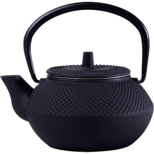 Style Cast Iron Kettle Teapot Comes With Strainer Tea Pot 300ml (Black)