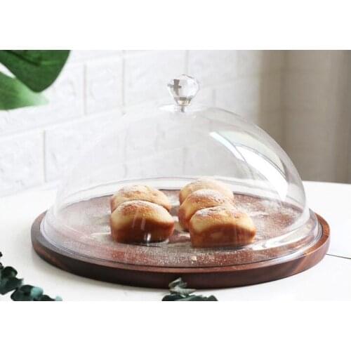 Black Walnut Plate Cake Tray With Cover Cake Stand Snack Plate Tabletop Dessert Dishes Storage