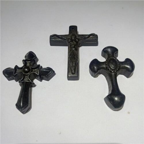 Tibet Hongshan Culture Natural Meteorite Cross Carving Mascot Collection Pendant Accessories Necklace Decoration Statue Deco